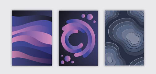 Modern abstract covers set with cool gradient shapes composition. EPS10 vector.