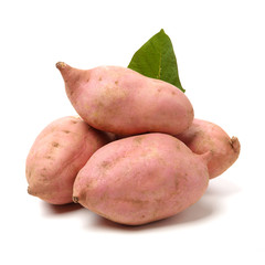 sweet potatoes on the white background