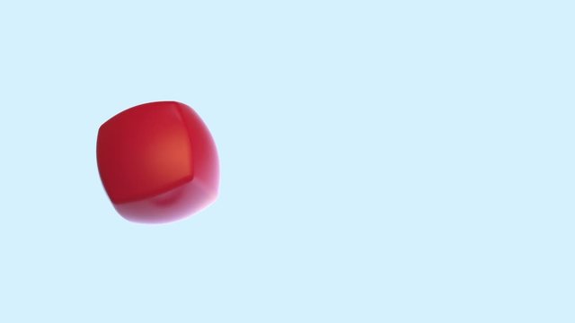 motion design element, red cube turning into a sphere rotating looped isolated with alpha channel