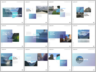 Minimal brochure template with trendy fresh colorful geometric design. Covers design templates for square flyer, leaflet, brochure, presentation, magazine, blog, social media advertising, online promo