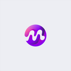 vector abstract wave letter m logo design template