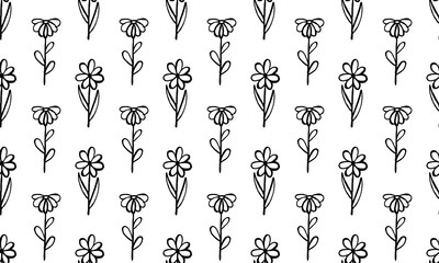 set of simple summer flowers drawings. abstract flower illustration. hand drawn vector art.