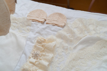 hats and clothes for discharge twins in hospital. 