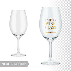 Custom vertical slats for kitchen with your photo Empty clear wine glass template. Vector mockup.