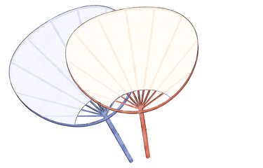 団扇、無地の和紙風