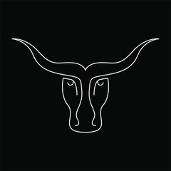 illustration of bull with horns on white background