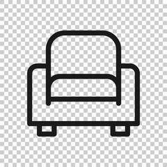 Cinema chair icon in flat style. Armchair vector illustration on white isolated background. Theater seat business concept.