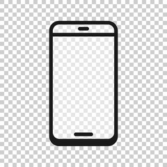 Smartphone blank screen icon in flat style. Mobile phone vector illustration on white isolated background. Telephone business concept.