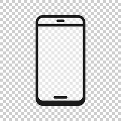 Smartphone blank screen icon in flat style. Mobile phone vector illustration on white isolated background. Telephone business concept.