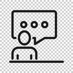 People with speech bubble icon in flat style. Chat vector illustration on white isolated background. Speaker dialog business concept.