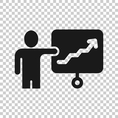 People with growth arrow icon in flat style. Work strategy vector illustration on white isolated background. Office training business concept.