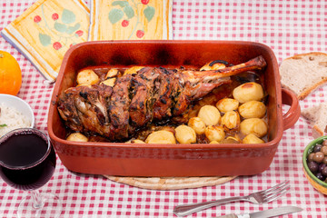 homemade roast lamb with potatoes