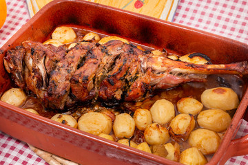 homemade roast lamb with potatoes