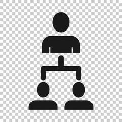 Corporate organization chart with business people vector icon in flat style. People cooperation illustration on white background. Teamwork business concept.