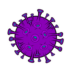 Coronavirus cartoon illustration isolated on white background. Cov Dangerous Cell .Chinese Epidemic Virus Disease Cartoon Flat Vector Illustration,