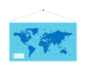 Vector illustration blue wall political world map