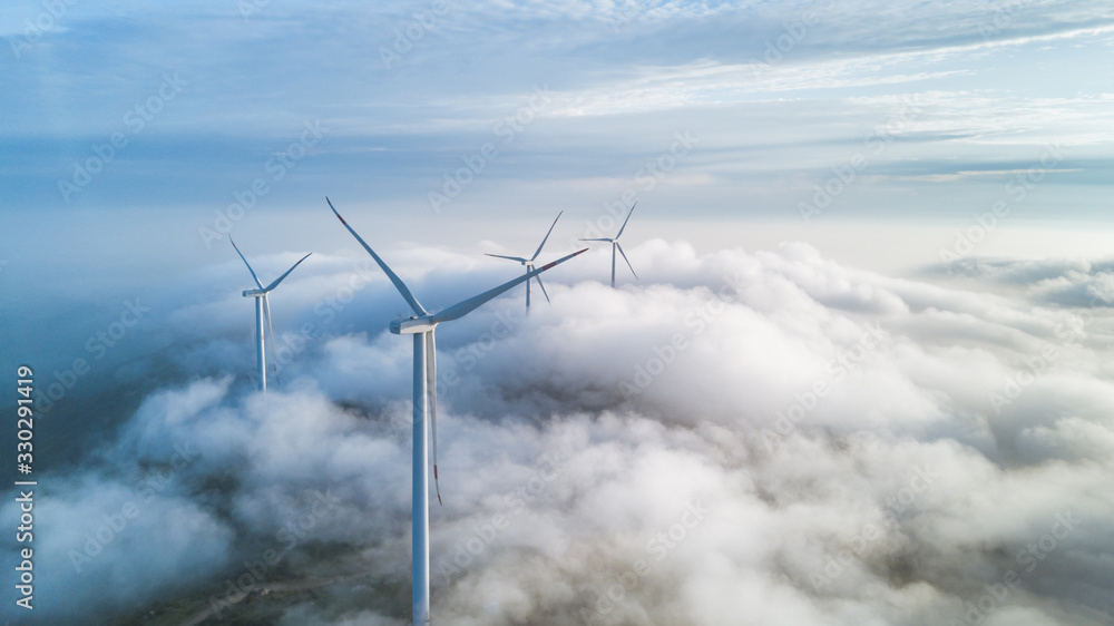 Wall mural wind power generation on the mountain