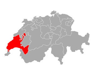 Karte von Waadt in Schweiz