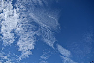 White clouds on a blue sky.