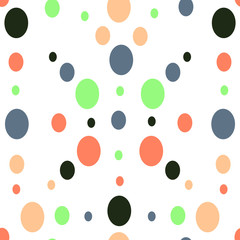 Seamless geometric pattern of abstract multi- colored ovals, circles for printing, fabric