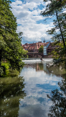 Fototapeta na wymiar Max bridge over the Pegnitz river, Nuremberg