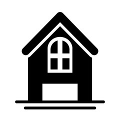 cute building of house , silhouette style icon