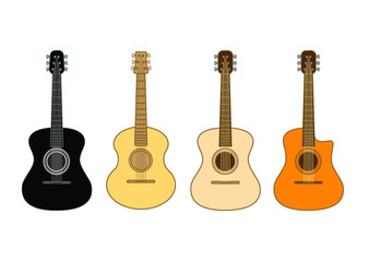Varieties of acoustic guitars. Vector image of a guitar.