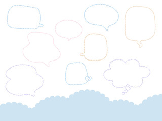 モコモコ線の雲のような線の吹き出しセット