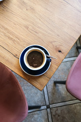 Beautiful breakfast in a city cafe with great views.