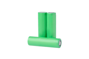 18650 rechargeable lithium-ion batteries. isolated on a white background. batteries for flashlights, vapes, electronic cigarettes, laptops