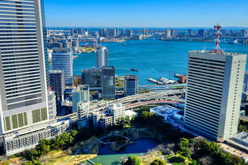 東京　2020年 景色　東京湾　海　HDR 展望　展望台　俯瞰　遠景　昼間　快晴　青空　