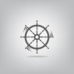 Obraz premium Ship wheel vector icon. Ship's steering wheel simple design.