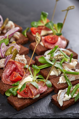 canape with meat  and vegetables