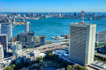 東京　2020年 景色　東京湾　海　HDR 展望　展望台　俯瞰　遠景　昼間　快晴　青空　