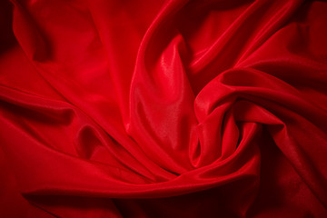 Luxury red satin smooth fabric background for celebration, ceremony, event invitation card or advertising poster