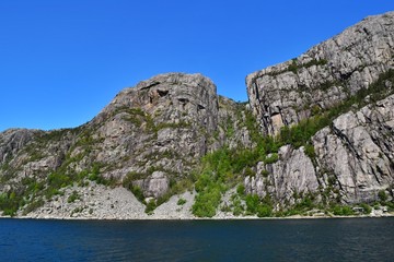 Fototapeta na wymiar Human Face Rock , Norway Fjords , Pulpit Rock 