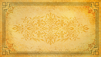 Jugendstil floral Ornament auf Hintergrund Pastell gold gelb Rand schwarz Textil Wand antik altes Papier Vorlage Layout Design Template Geschenk zeitlos schön alt barock edel rokoko elegant background
