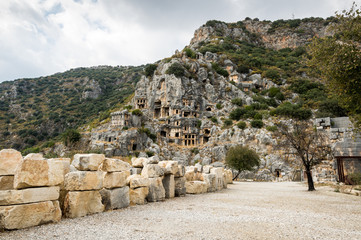 Rock-cut tombs in Myra, Turkey