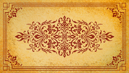 Jugendstil floral Ornament rot braun auf Hintergrund Pastell gold gelb Textil Wand antik altes Papier Vorlage Layout Design Template Geschenk zeitlos schön alt barock edel rokoko elegant background