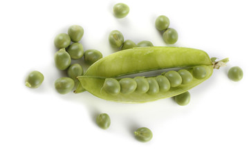 Pea and pods isolated on white
