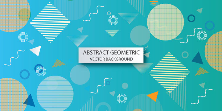 Memphis design elements halftone and geometric shapes patterns 