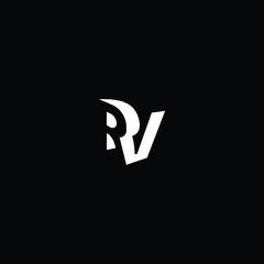  Minimal elegant monogram art logo. Outstanding professional trendy awesome artistic RV VR initial based Alphabet icon logo. Premium Business logo White color on black background