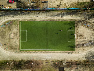 Aerial drone view, School stadium