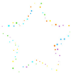 Rainbow Festive Confetti. Carnival Star Falling.