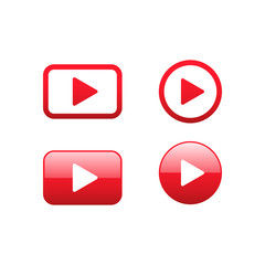 Set of video play icons. Web icon concept isolated on white background.  Vector 3d illustration.