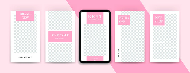 Fashion sale topics. Editable instagram stories template. Streaming.