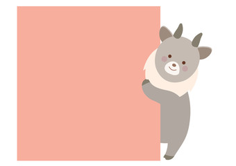 フレームから覗くカモシカのイラスト