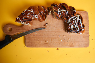 Sliced Homemade Poppy Pie. Fresh sweet pastries
