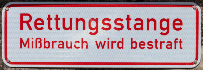 Warnschild, Straßenschild, Rettungsstange, deutsch, Deutschland