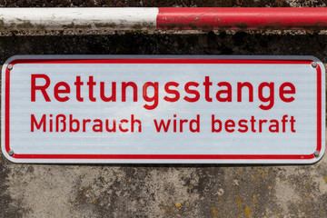 Straßenschild, Warnschild, Rettungsstange, deutsch, Deutschland